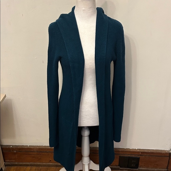 Cyrus Teal Open-Front Hooded Women's Cardigan Size M EUC - Picture 2 of 8